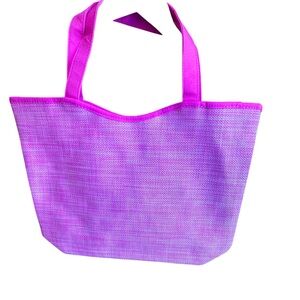 Lancome Pink/Makeup Print Reversible & Textured Tote Bag.